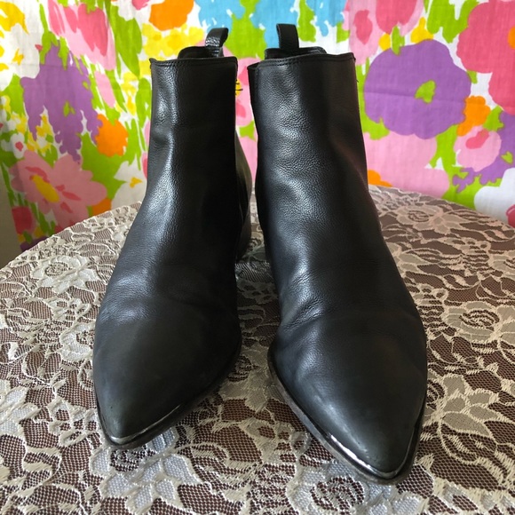 MARC FISHER CHELSEA BLACK LEATHER WITCH BOOTIE - Picture 5 of 8